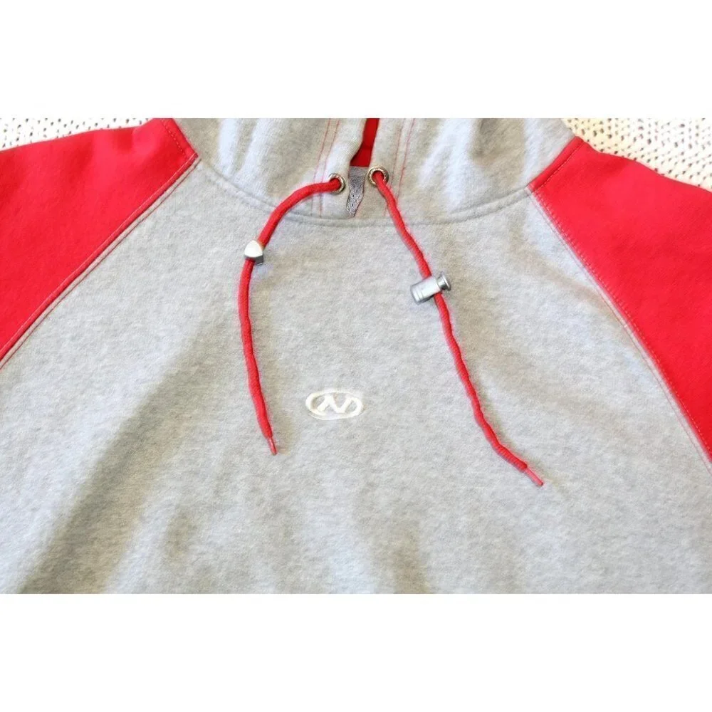 VTG No Fear Hooded Sweatshirt Grey & Red Long Sleeve Color block Pull on Size L?